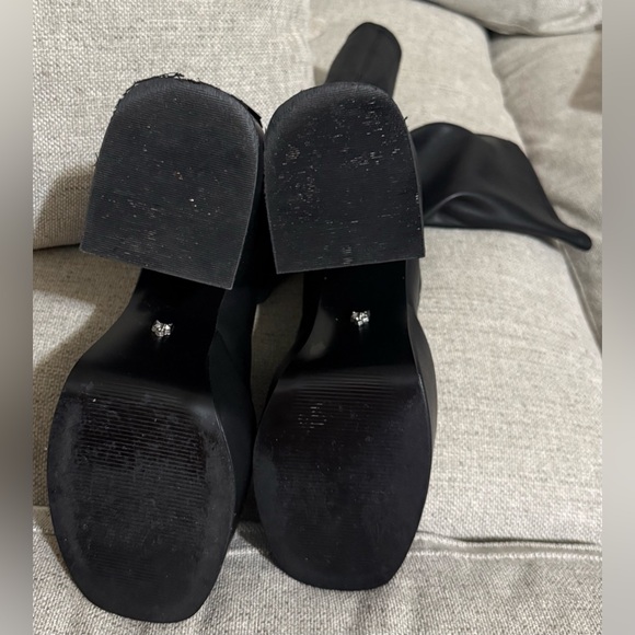 Naked Wolfe Black Platform Knee-High Boots with Wolf Accent - Picture 7 of 9